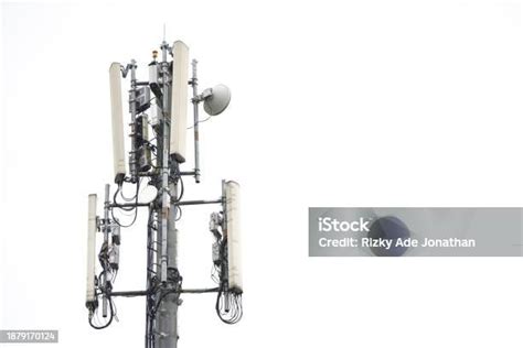 Telecommunication Towers Include Of Radio Microwave And Television Antenna System With Cloud