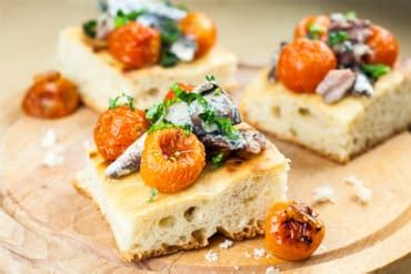 Focaccia With Sardines And Roasted Cherry Tomatoes Deepblue