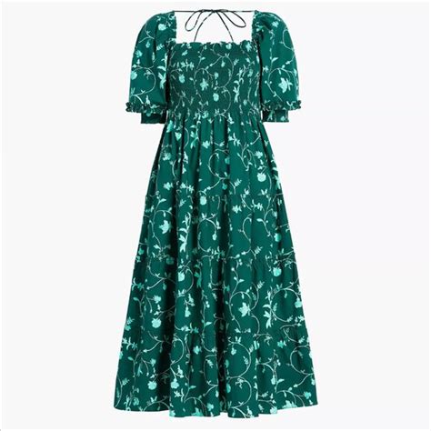 Hill House Dresses The Nesli Nap Dress Emerald Botanical Poplin