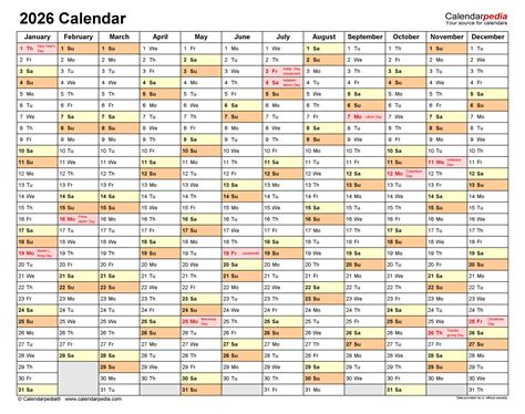 Free Printable 2026 Calendar With Week Numbers 2026