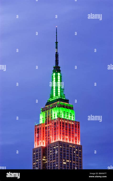 Empire State Building Illuminated at Night for the Christmas Season ...