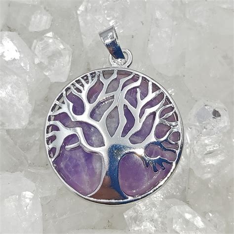 Purple Amethyst Tree Of Life Pendant