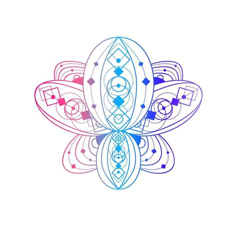 Lotus Flower With Geometric Pattern Vector Linear Illustration 17130695