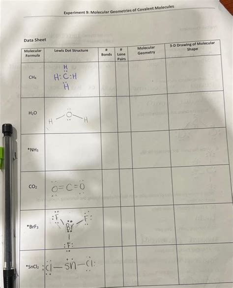 Solved Experiment 9 Molecular Geometries Of Covalent Chegg