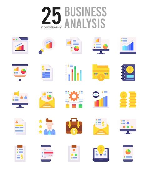 Premium Vector 25 Business Analysis Flat Icon Pack Vector Illustration