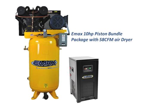 10 HP Air Compressor Package, 2 Stage, 3 Phase, 80 Gallon Tank with Air ...