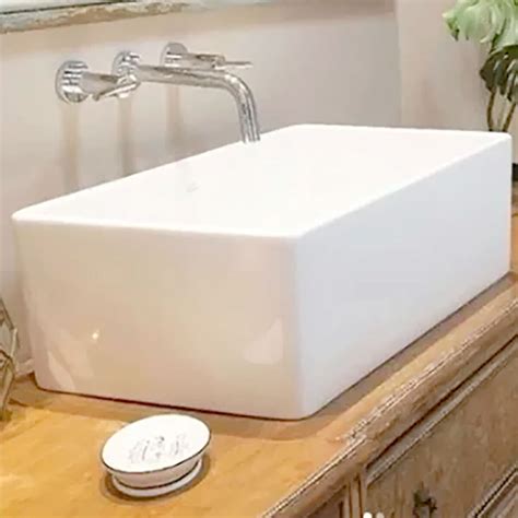 PILETA BACHA RECTANGULAR DE LOZA BLANCA DE APOYAR PARA BAÑO O COCINA