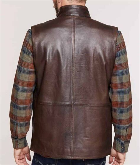 Lambskin Mens Vest Mens Brown Lambskin Leather Vest Movie Jackets