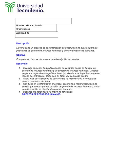 Act 12 ACT 12 Nombre del curso Diseño Organizacional Actividad 12
