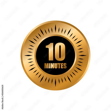 10 Timer Minutes Symbol Style Isolated On White Background Time Gold