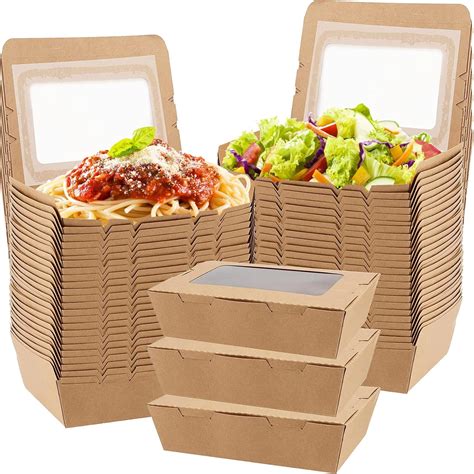 Cezoyx Pack Take Out Food Containers With Window Oz Disposable