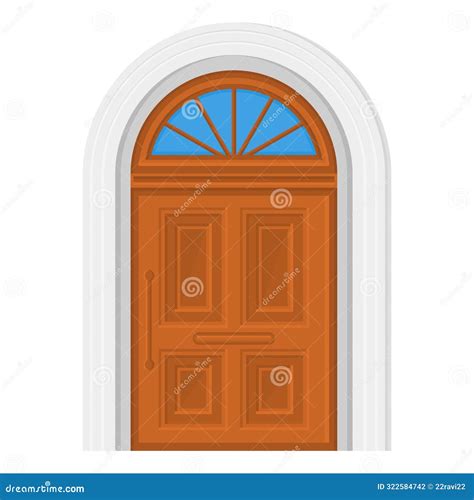 Closed Brown Wooden Door Design Stock Vector Illustration Of Design