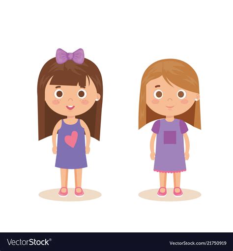 Couple of little girls characters Royalty Free Vector Image