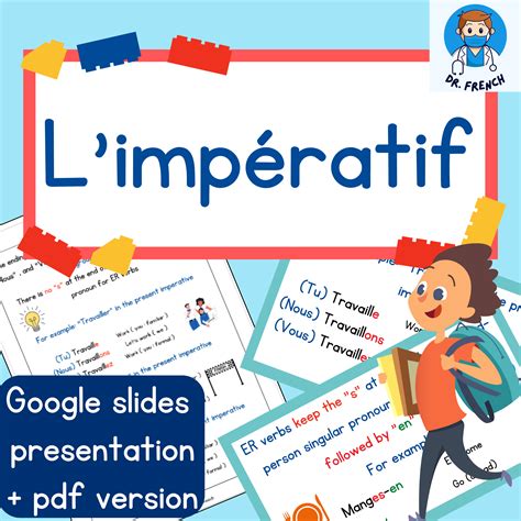 L impératif French Imperative Lesson and Activities Google Slides