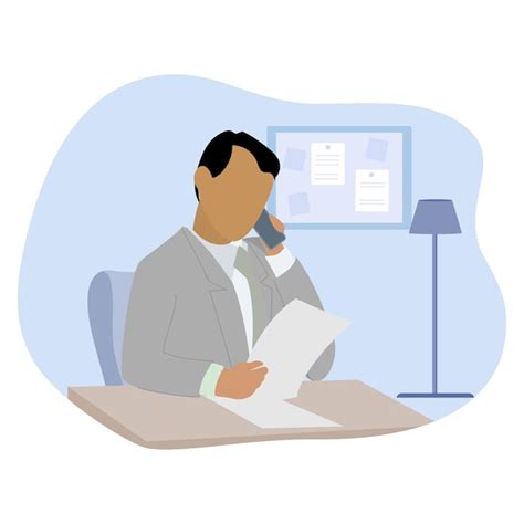 Premium Vector Busy Man At Workplace Flat Vector Illustration Office