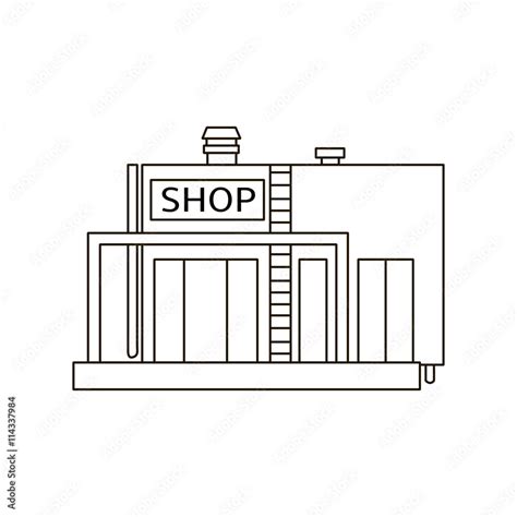 Simple line building. Drawing shop icon. Modern Store Stock Vector ...