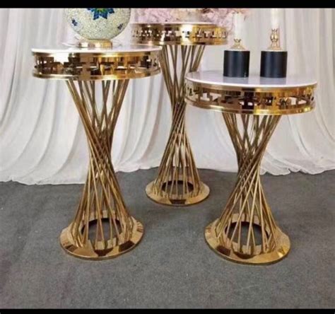 Gold Round Plinth Stand Set Event Decor Supply