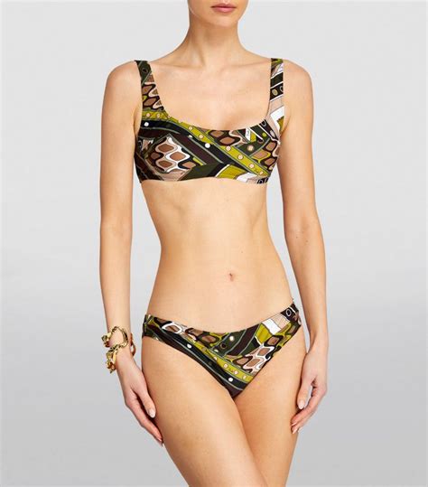 Womens PUCCI Green Vivara Print Scoop Bikini Top Harrods UK