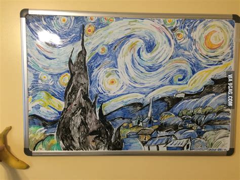 Van Gogh S Starry Night In Whiteboard Markers And Banana Gag