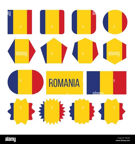 Romania Flag Collection Figure Icons Set Vector National Symbol Of