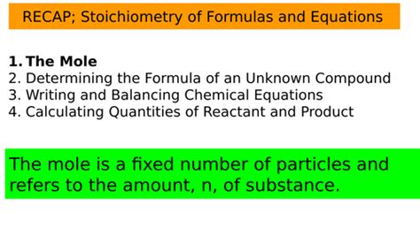 AS Stoichiometry of Formulas and Equations | Teaching Resources