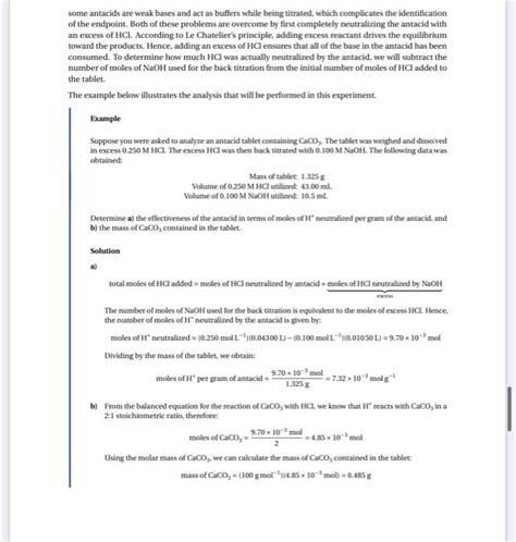 Solved Analysis Of Antacids By Back Titration Tablet 1 Chegg