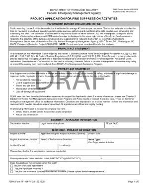 Fillable Online Fema Form Ff Fy Project Application For