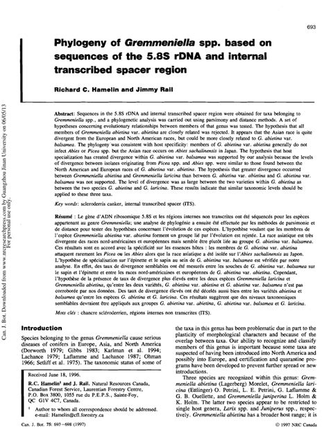 Pdf Phylogeny Of Gremmeniella Spp Based On Sequences Of The S