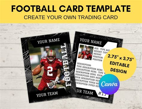 Editable Sports Card Template Custom Football Trading Card Etsy