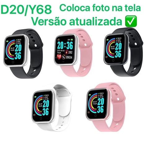 Relógio Smartwatch y68 d20 pro coloca foto na tela controle de musica