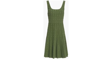 Sandro Avah Scalloped Embellished Ribbed Knit Mini Dress In Green Lyst