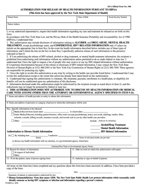 Printable Hipaa Release Form