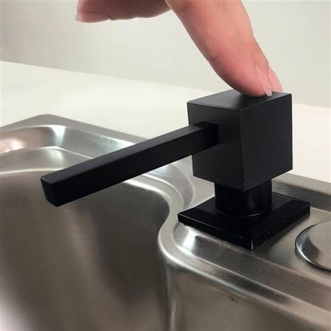 Dispenser De Embutir Preto Quadrado Inox Dosador Detergente