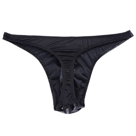 Sexy Herren Reißverschluss Tangas G String Nass Look Leder Jockstrap