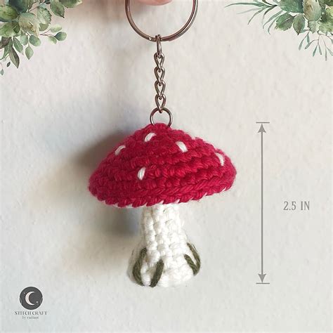 Crochet Mushroom Keychain Mushroom Keychain Miniature Etsy