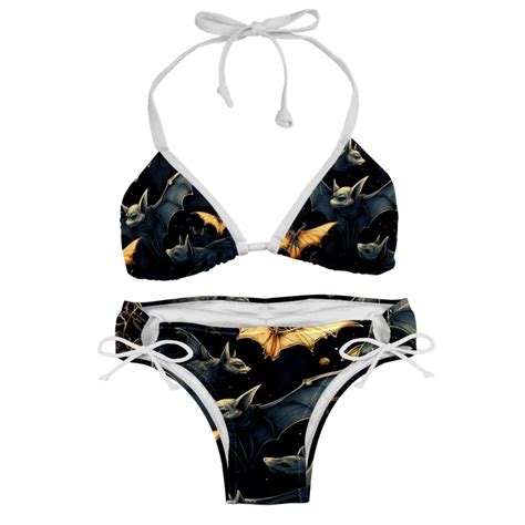 Bats Swimwear Bikini Set With Detachable Sponge Adjustable Strap Two