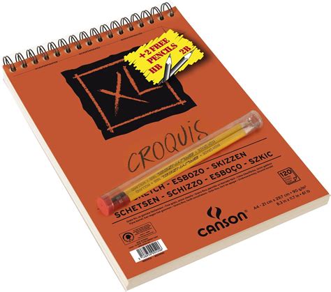 Canson XL Croquis Bloc 120 Feuilles Papier à Dessin 90g Grain Atténué