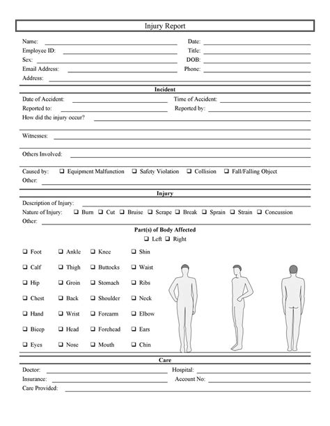 Printable Workplace Accident Report Form