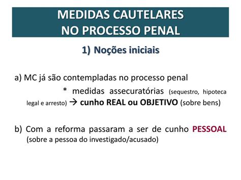 PPT MEDIDAS CAUTELARES NO PROCESSO PENAL PowerPoint Presentation