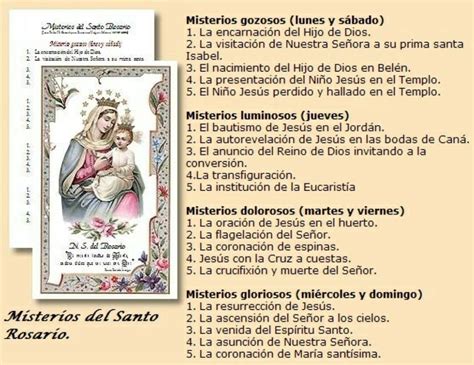 Misterios Del Santo Rosario Para Imprimir