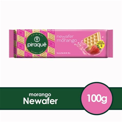 Biscoito Wafer Recheio Morango Piraqu Newafer Pacote G