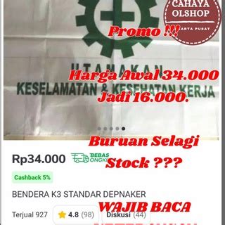 Jual BENDERA K3 STANDAR DEPNAKER Shopee Indonesia