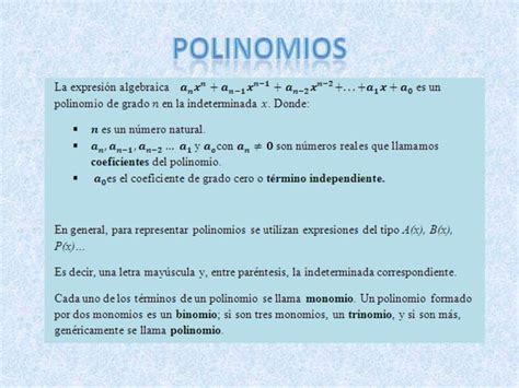 Polinomios En Una Indeterminada Ppt