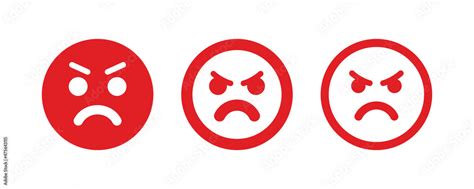 Angry emoji icon set. Mad face symbol Stock Vector | Adobe Stock