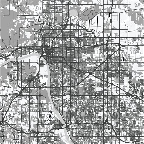 Map Of Tulsa In Oklahoma In Grayscale Contains Layered Vector With