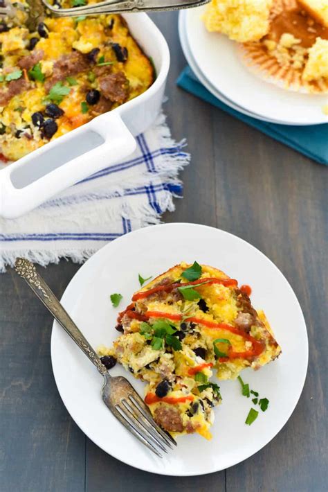 Leftover Cornbread Breakfast Casserole Foxes Love Lemons