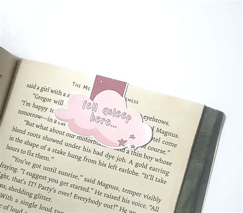 Fell Asleep Here Pink Cloud Magnetic Bookmark Book Bank