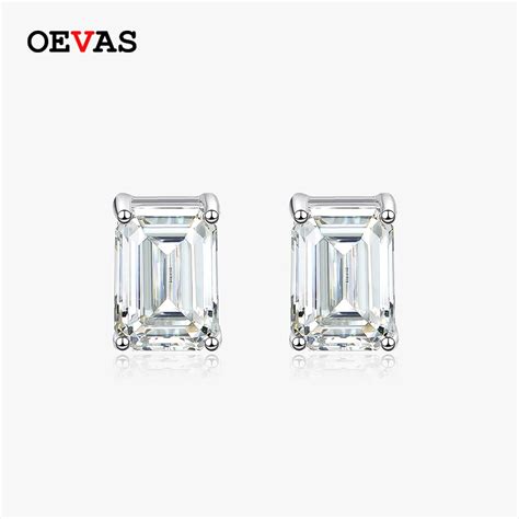 Oevas Elegante S Lido Prata Esterlina Moissanite Pedra Preciosa