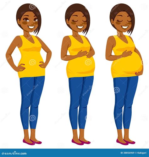 Beautiful African American Pregnant Woman Stock Vector Illustration