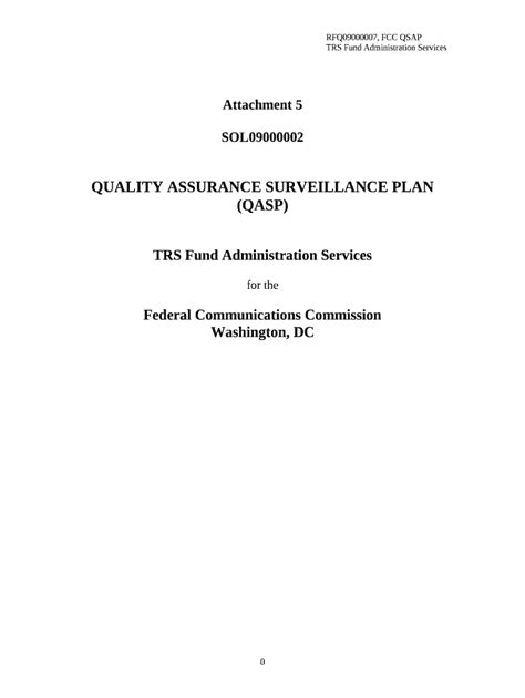 Sample Quality Assurance Surveillance Plan Doc Template PdfFiller